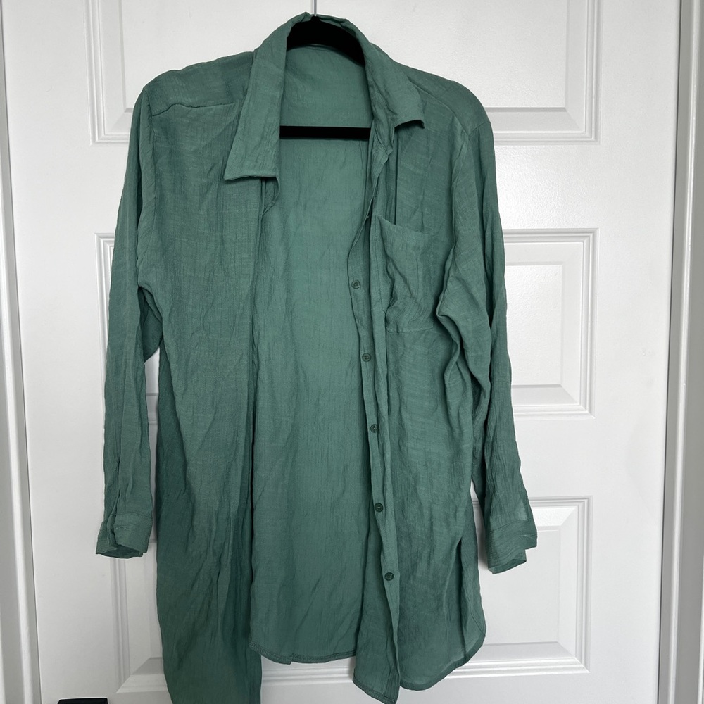 Women’s Lightweight Button-Front Shirt- Sage Green